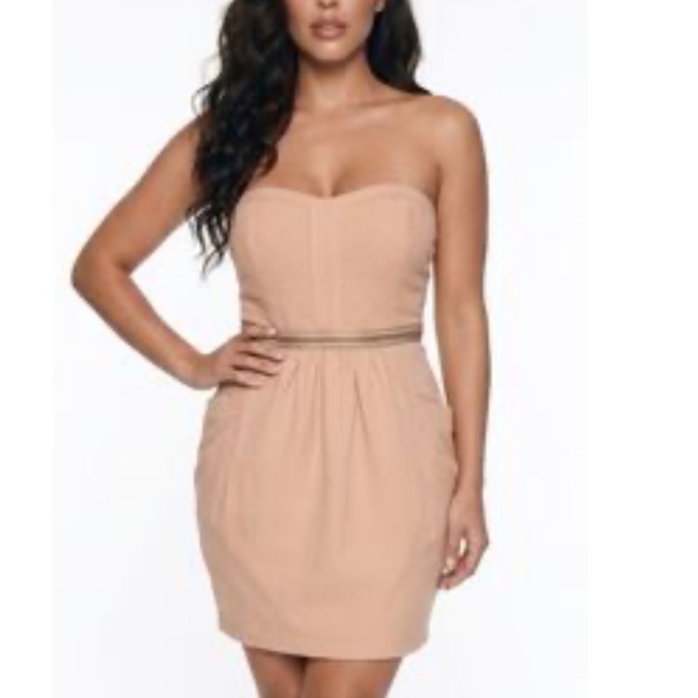 MM Couture Blush Beaded Waist‎ Strapless Dress Size M, NWOT